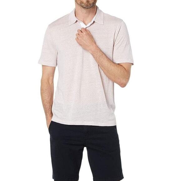 Vince Linen Short Sleeve Polo in Rosewater - Picture 11 of 11